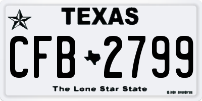 TX license plate CFB2799