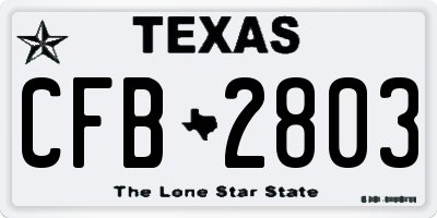 TX license plate CFB2803