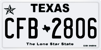 TX license plate CFB2806