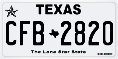 TX license plate CFB2820