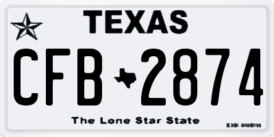 TX license plate CFB2874