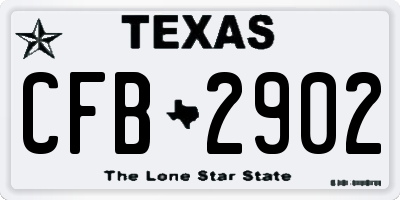 TX license plate CFB2902