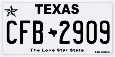 TX license plate CFB2909