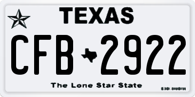 TX license plate CFB2922