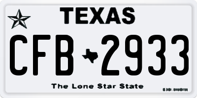 TX license plate CFB2933