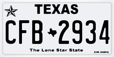 TX license plate CFB2934