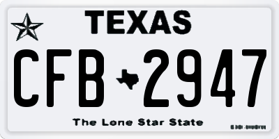 TX license plate CFB2947