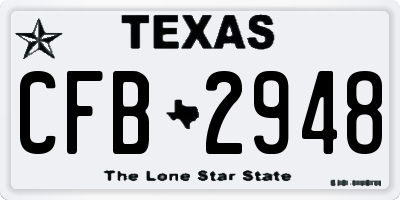 TX license plate CFB2948