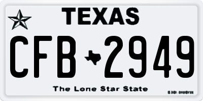 TX license plate CFB2949