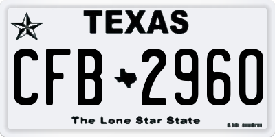 TX license plate CFB2960