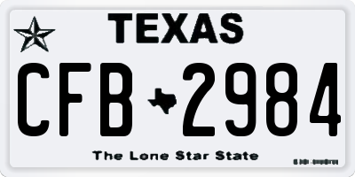 TX license plate CFB2984