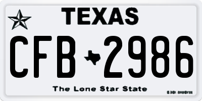 TX license plate CFB2986