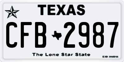 TX license plate CFB2987