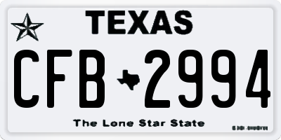TX license plate CFB2994