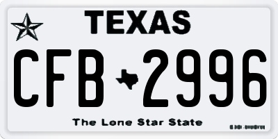 TX license plate CFB2996