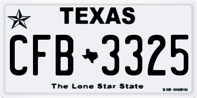 TX license plate CFB3325