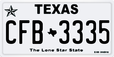 TX license plate CFB3335