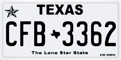 TX license plate CFB3362