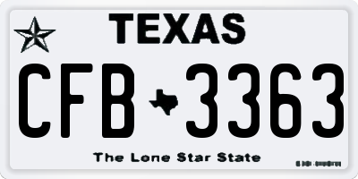 TX license plate CFB3363