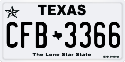 TX license plate CFB3366
