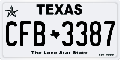 TX license plate CFB3387