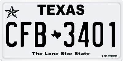 TX license plate CFB3401