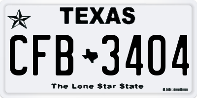 TX license plate CFB3404