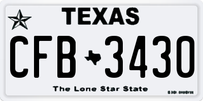 TX license plate CFB3430