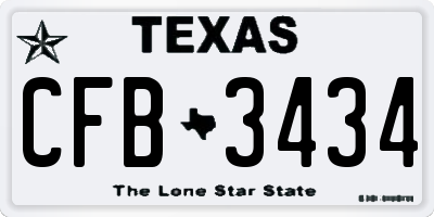 TX license plate CFB3434