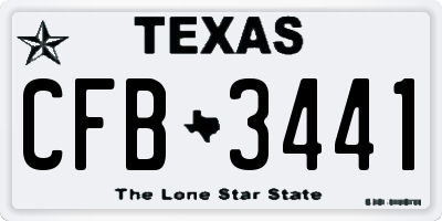 TX license plate CFB3441