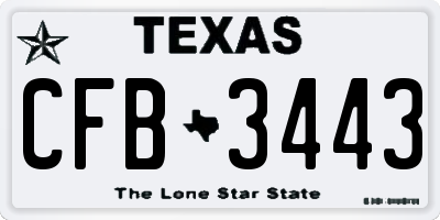 TX license plate CFB3443