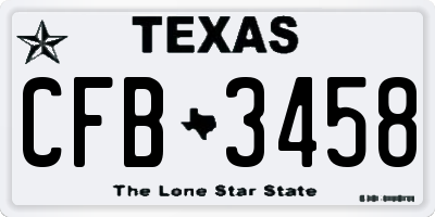 TX license plate CFB3458