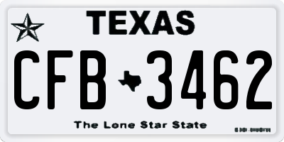 TX license plate CFB3462