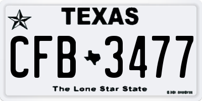 TX license plate CFB3477
