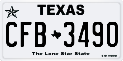 TX license plate CFB3490