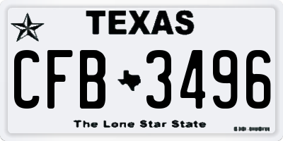 TX license plate CFB3496