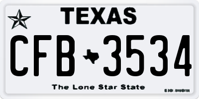 TX license plate CFB3534