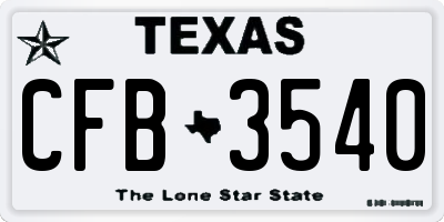 TX license plate CFB3540