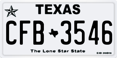 TX license plate CFB3546