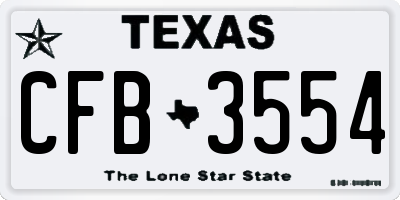 TX license plate CFB3554