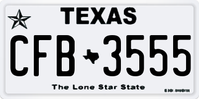 TX license plate CFB3555