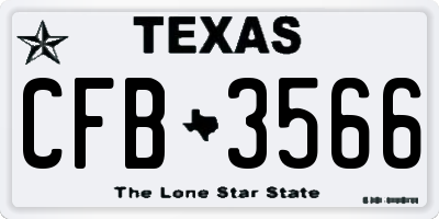TX license plate CFB3566