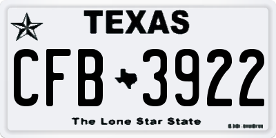 TX license plate CFB3922