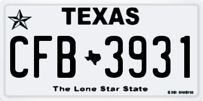 TX license plate CFB3931