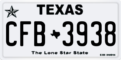 TX license plate CFB3938