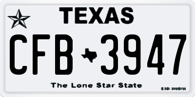 TX license plate CFB3947