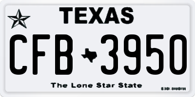 TX license plate CFB3950