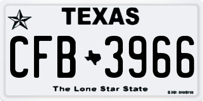 TX license plate CFB3966