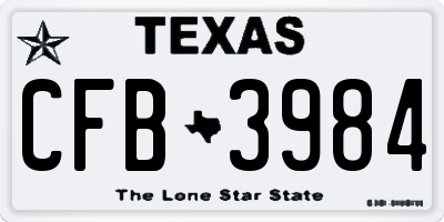 TX license plate CFB3984