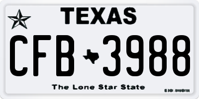 TX license plate CFB3988